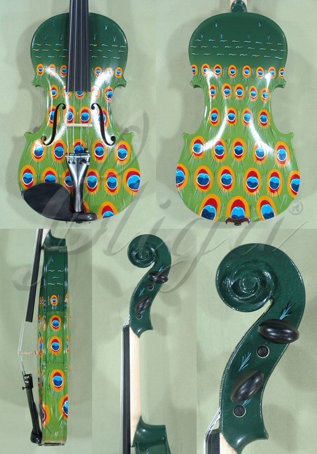 4/4 ADVANCED Student GEMS 2 Painted Green Peacock Violin * Code: B6699