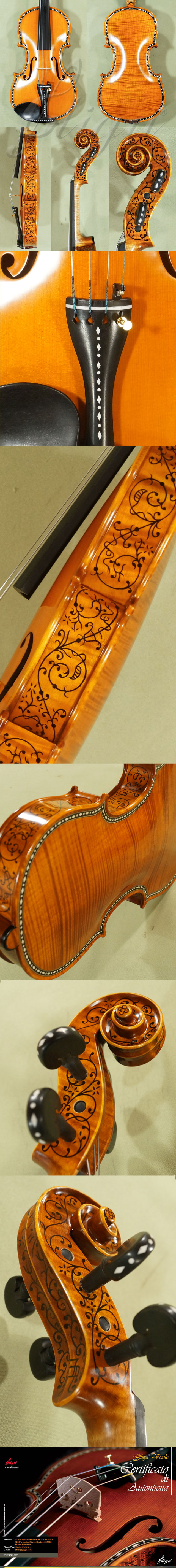 4/4 MAESTRO VASILE GLIGA Rare White Bone And Ebony Inlaid Purfling One Piece Back Violins * GC5163