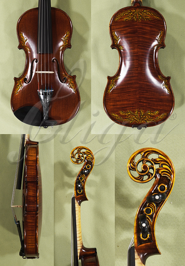 4/4 MAESTRO VASILE GLIGA Sun Flower Scroll With Leaves On Top And Back Scroll Violins * GC5899