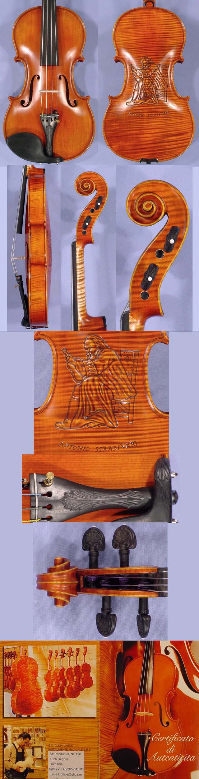 4/4 MAESTRO VASILE GLIGA One Piece Back Violin